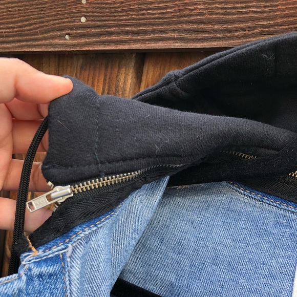 Zara by trf denim jean jacket 90s with hoodie - Picture 3 of 5